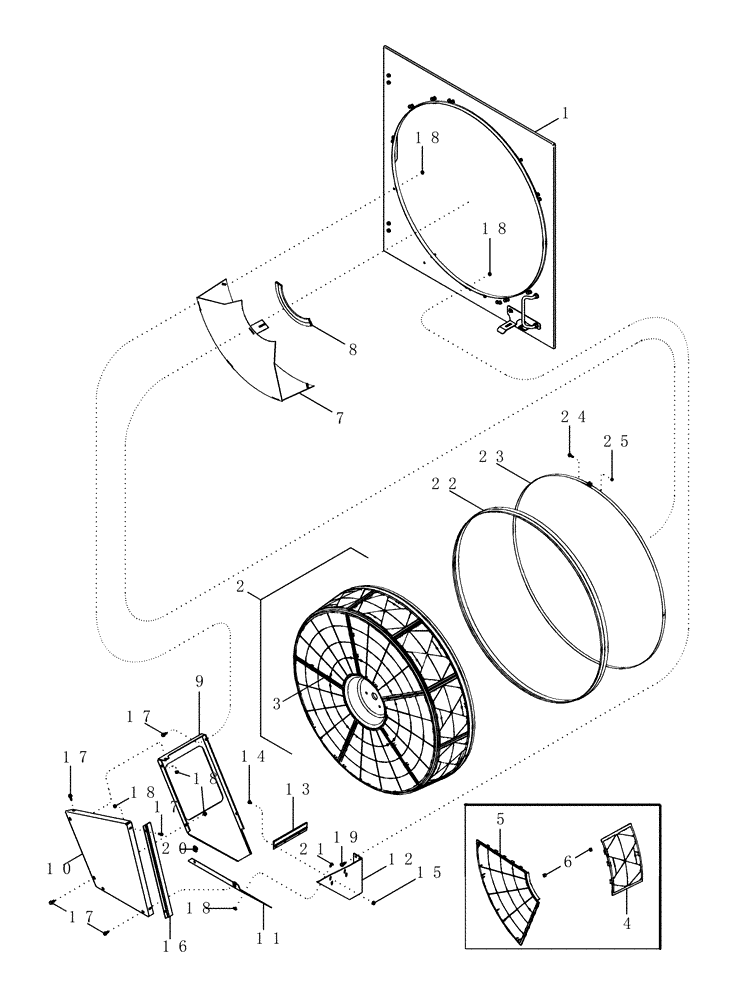 Схема запчастей Case IH 2388 - (02-11[03]) - PLASTIC ROTARY AIR SCREEN ASSY, WITH VERTICAL DIRT CHUTE AND BRUSHES - BTW JJC0273000 & JJC0274396 (01) - ENGINE