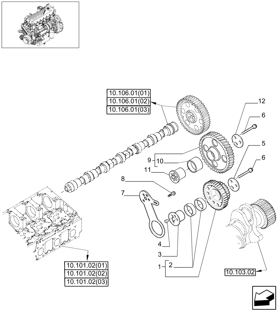 Схема запчастей Case IH 9120 - (10.106.07[03]) - TIMING GEARS - 9120 (10) - ENGINE