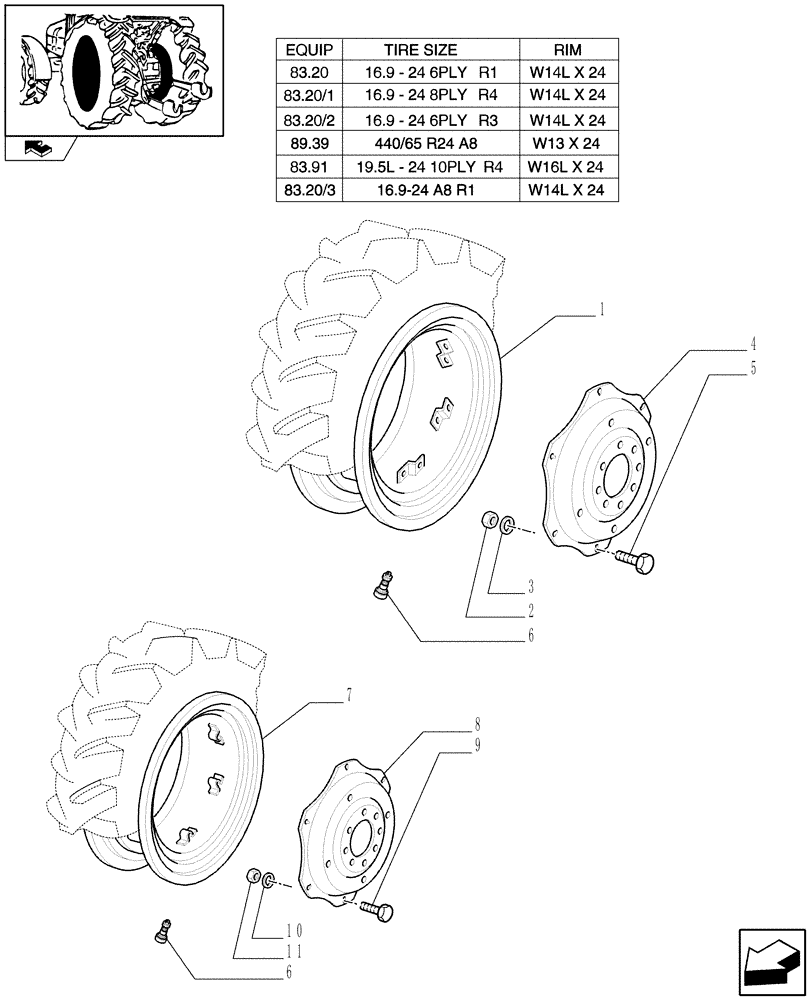 Схема запчастей Case IH FARMALL 95C - (83.00[03]) - DRIVE WHEELS (11) - WHEELS/TRACKS