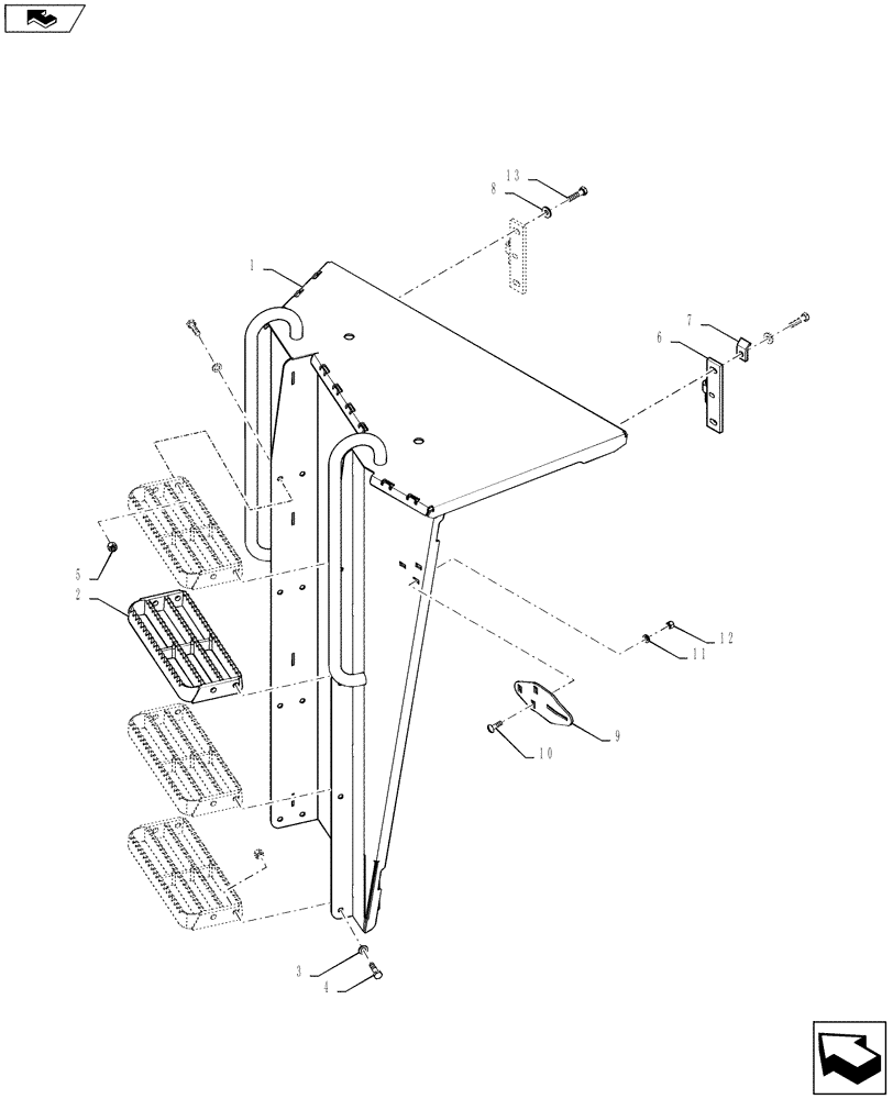 Схема запчастей Case IH STEIGER 450 - (39.100.01[04]) - BATTERY DOOR - ASSY - RH (39) - FRAMES AND BALLASTING