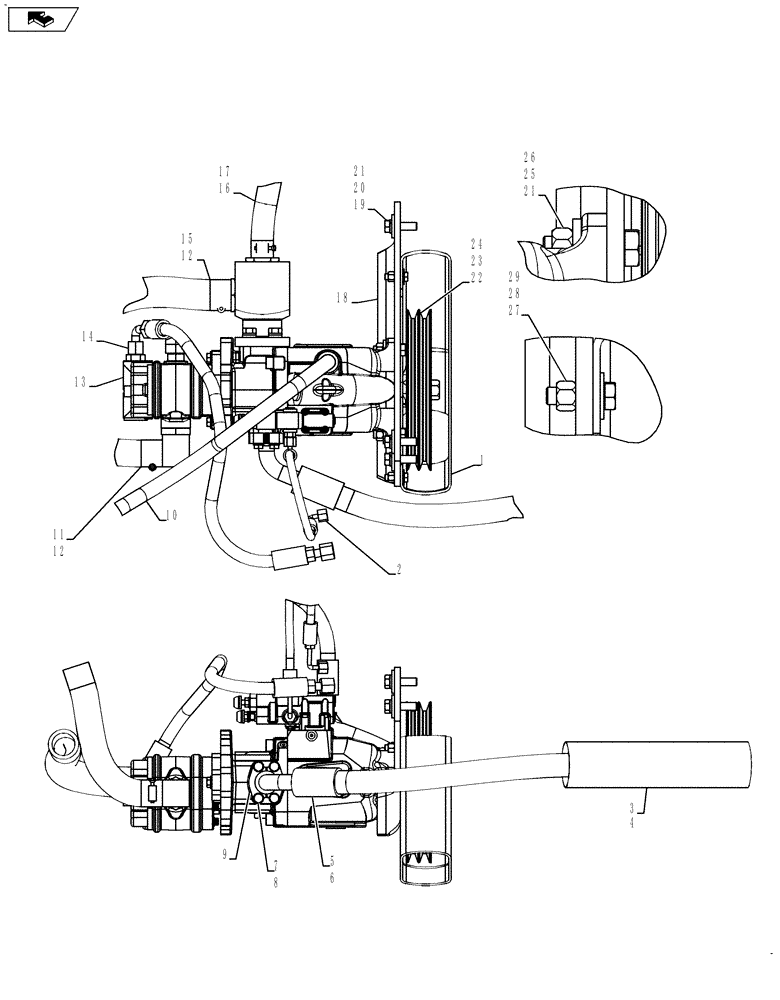 Схема запчастей Case IH 635 - (35.910.24 [02]) - PACKAGER HYDRAULIC PUMP SYSTEM (35) - HYDRAULIC SYSTEMS