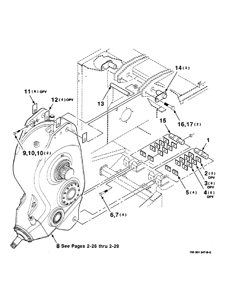 Схема запчастей Case IH 8580 - (02-18) - GEARBOX MOUNTING ASSEMBLY, S.N. CFH0026171 AND LATER Driveline