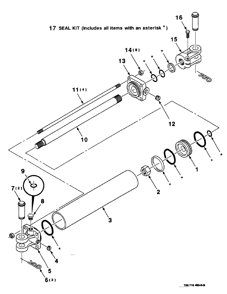 Схема запчастей Case IH SC416 - (8-22) - HYDRAULIC CYLINDER ASSEMBLY, 700718463 HYDRAULIC CYLINDER COMPLETE, 3 INCH BORE BY 16 INCH STROKE (08) - HYDRAULICS