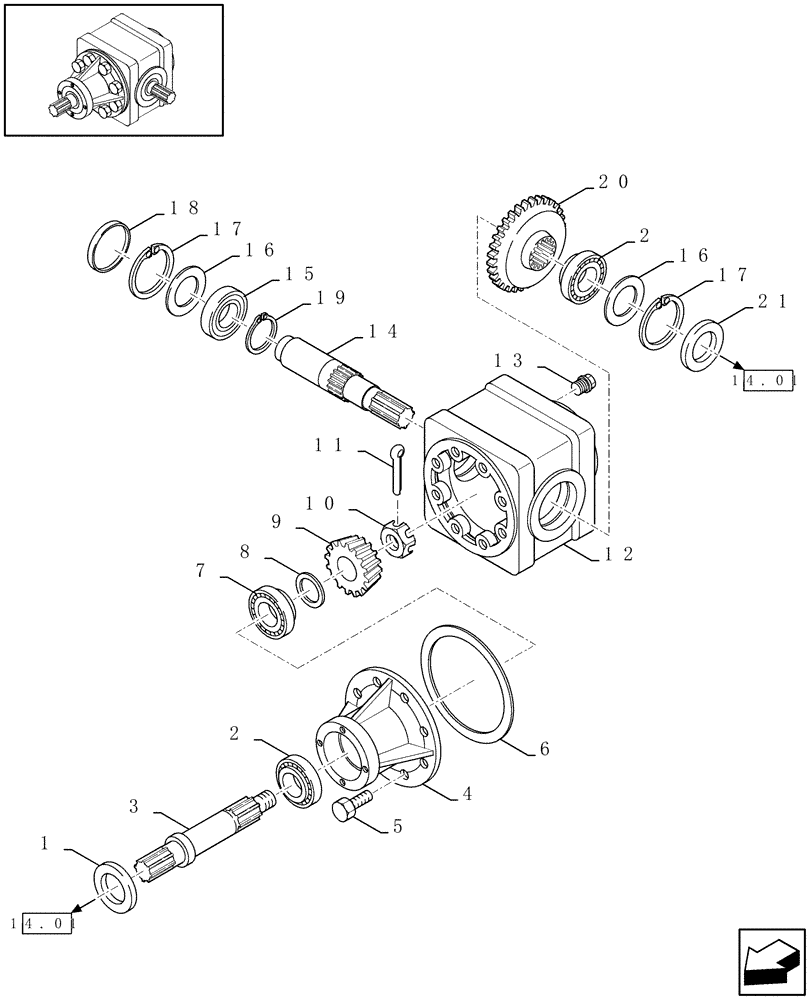 Схема запчастей Case IH RBX341 - (03.01[01]) - GEARBOX (03) - MAIN GEARBOX