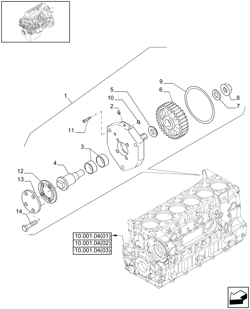 Схема запчастей Case IH 9120 - (10.114.01[03]) - AUX. DRIVE COVER AND GEAR - 9120 (10) - ENGINE