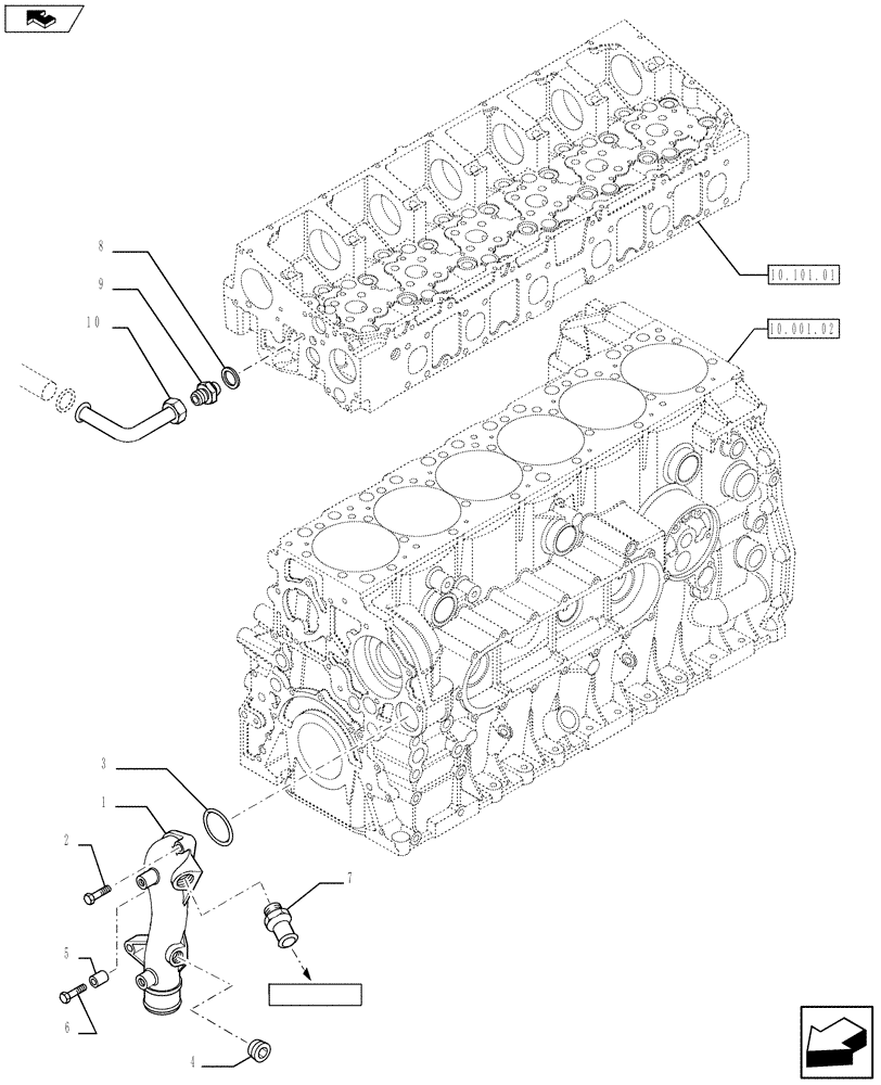 Схема запчастей Case IH 635 - (10.402.01[01]) - WATER PUMP LINE (10) - ENGINE