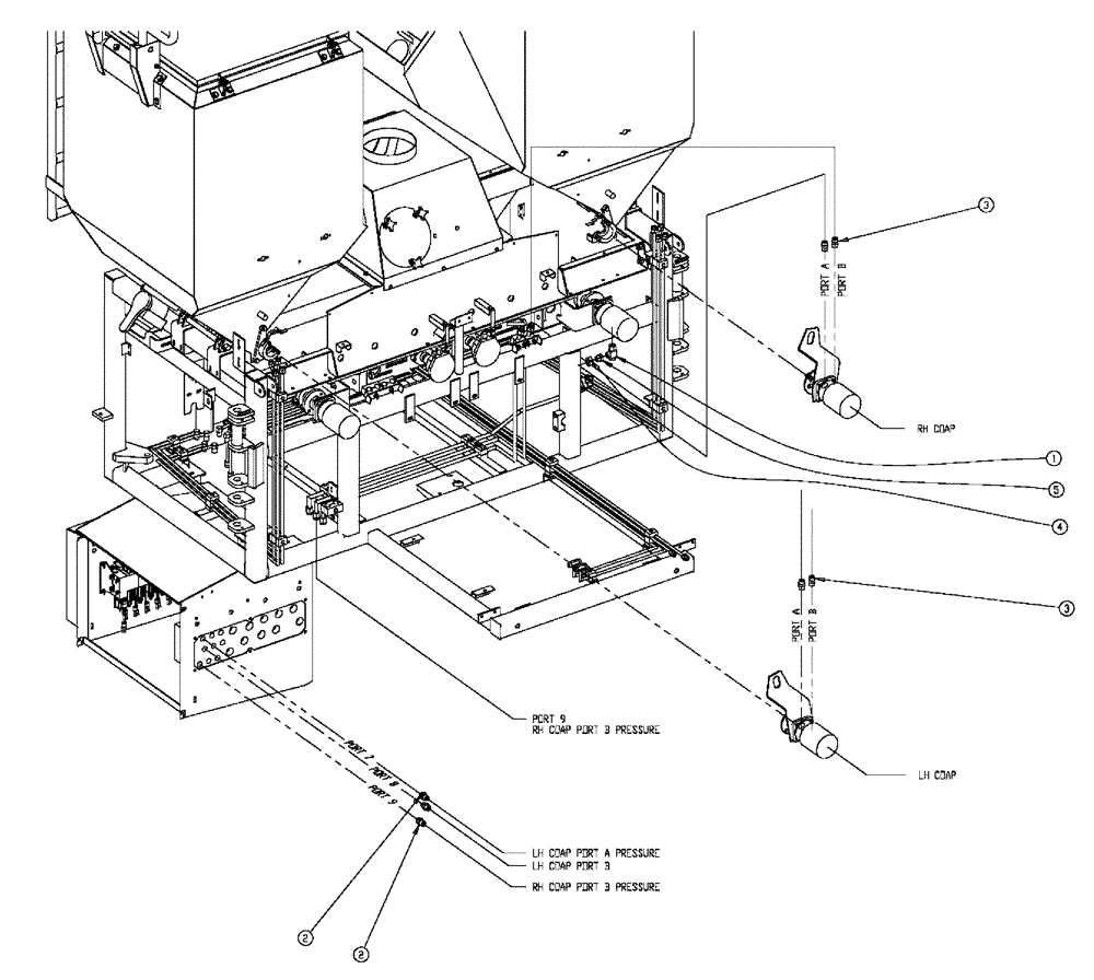 Схема запчастей Case IH 438 - (02-019) - FITTING GROUP, DOUBLE BIN, 37 & 50 CU FT Bin Group