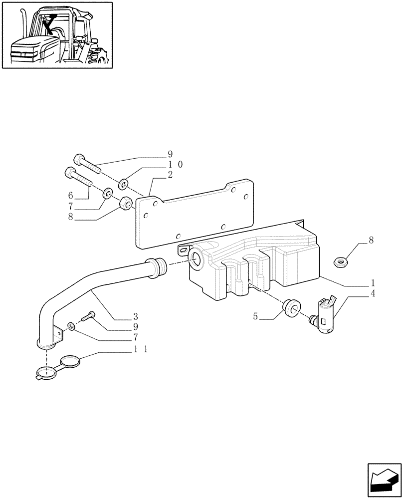 Схема запчастей Case IH MXU135 - (1.91.5[01]) - WINDSHIELD WIPER TANK (10) - OPERATORS PLATFORM/CAB