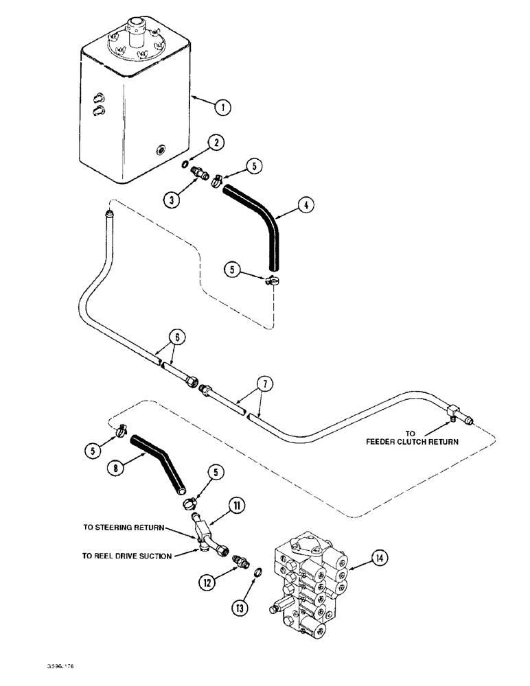 Схема запчастей Case IH 1660 - (8-16) - HEADER LIFT RETURN SYSTEM, PRIOR TO P.I.N. JJC0036001 (07) - HYDRAULICS