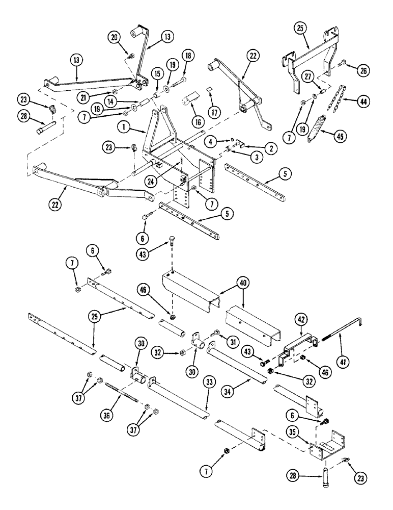 Схема запчастей Case IH 56FTS - (42) - MOUNTING BRACKETS AND PTO SHIELD 