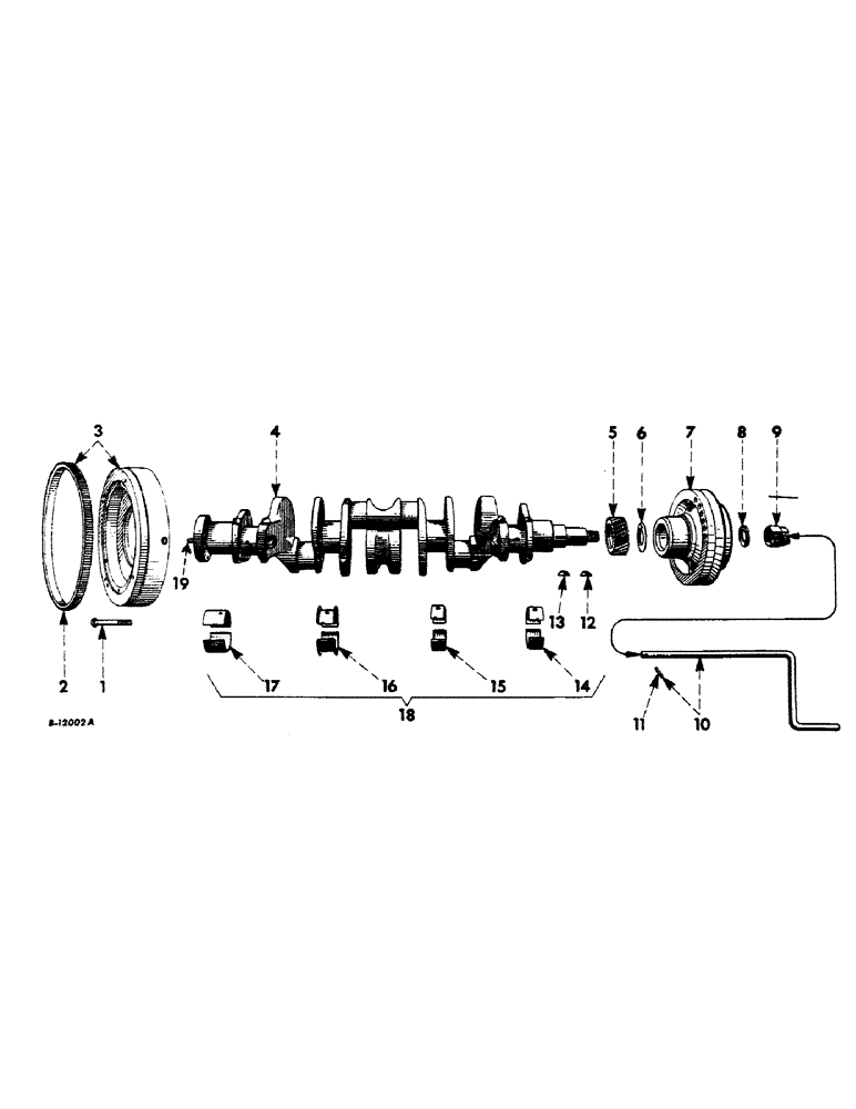 Схема запчастей Case IH 2606 - (030[A]) - DIESEL ENGINE, CRANKSHAFT, FLYWHEEL AND BEARINGS (01) - ENGINE