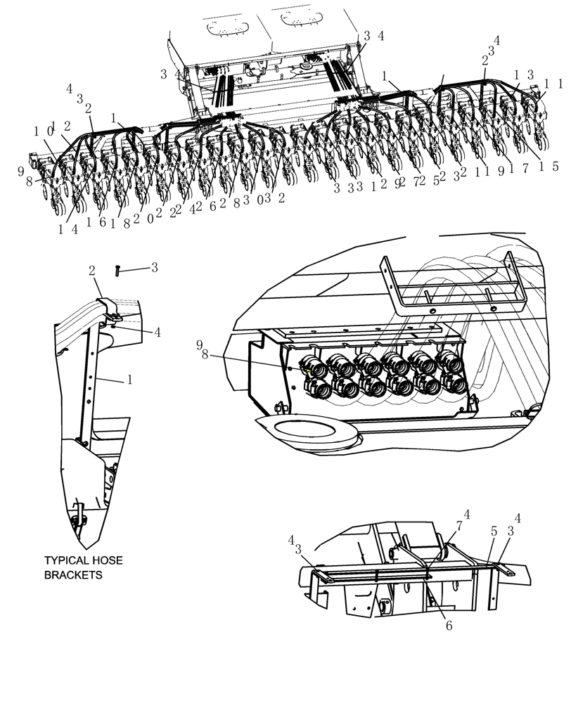 Схема запчастей Case IH 1200PT - (L.10.E[08]) - BULK FILL - LAYOUT, AIR HOSES TO ROW UNITS, 24 ROW (ASN CBJ022252) L - Field Processing