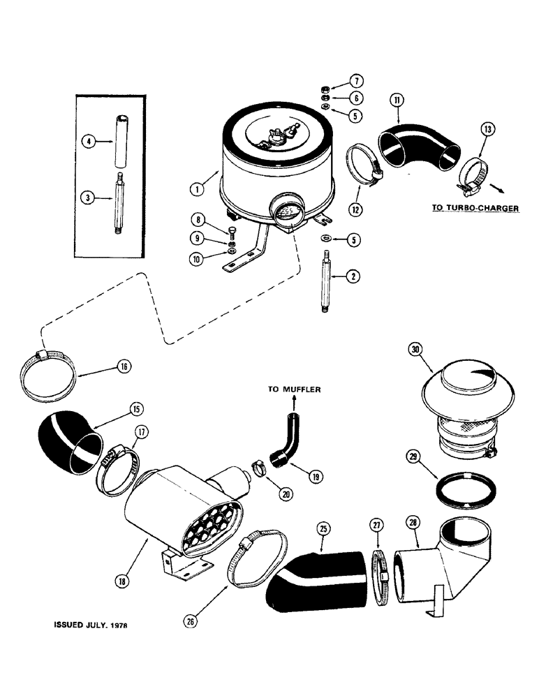 Схема запчастей Case IH 1570 - (008) - AIR INDUCTION SYSTEM, 504BDT DIESEL ENGINE (02) - ENGINE