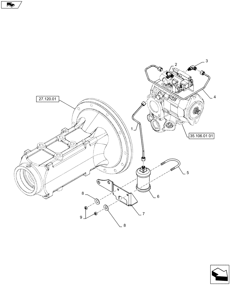 Схема запчастей Case IH PUMA 145 - (35.132.01) - RESOUNDING FILTER, LOAD SENSE - PUMA 130 & 145 - D7113 (35) - HYDRAULIC SYSTEMS