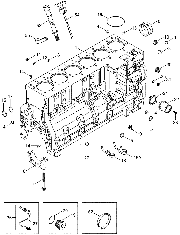 Схема запчастей Case IH TITAN 3020 - (02-051[01]) - FLX CYLINDER BLOCK - ENGINE BLOCK HEATERS (01) - ENGINE