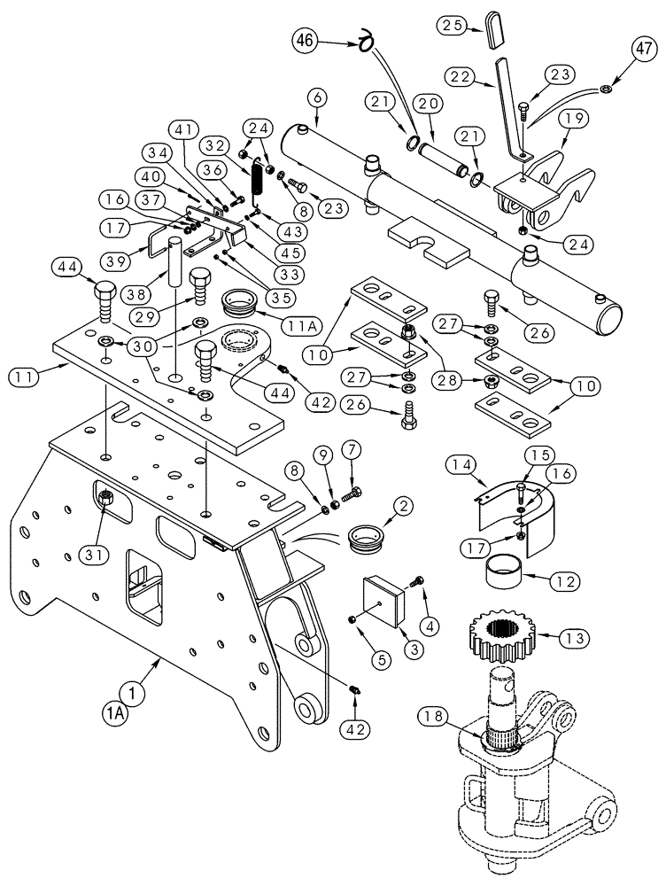 Схема запчастей Case IH 95XT - (09-59) - BACKHOE - BOOM LOCK & SWING CYLINDER (NORTH AMERICA), D125 BACKHOE (09) - CHASSIS/ATTACHMENTS