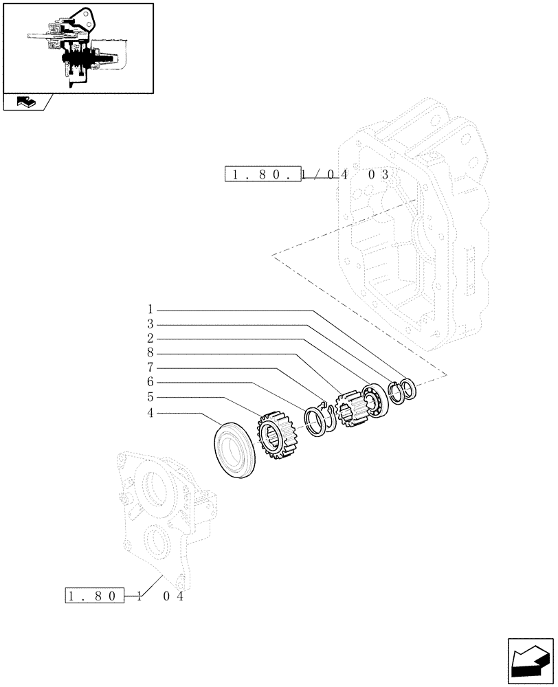 Схема запчастей Case IH PUMA 195 - (1.80.1/04[02]) - (VAR.001) POWER TAKE-OFF 540/1000 RPM - GEARS (07) - HYDRAULIC SYSTEM