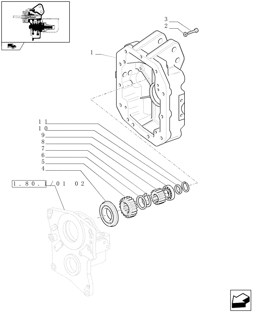 Схема запчастей Case IH PUMA 195 - (1.80.1/01[03]) - (VAR.809) PTO 540/1000 RPM WITH INTERCHANGABLE SHAFTS - COVER AND GEARS - C6518 (07) - HYDRAULIC SYSTEM