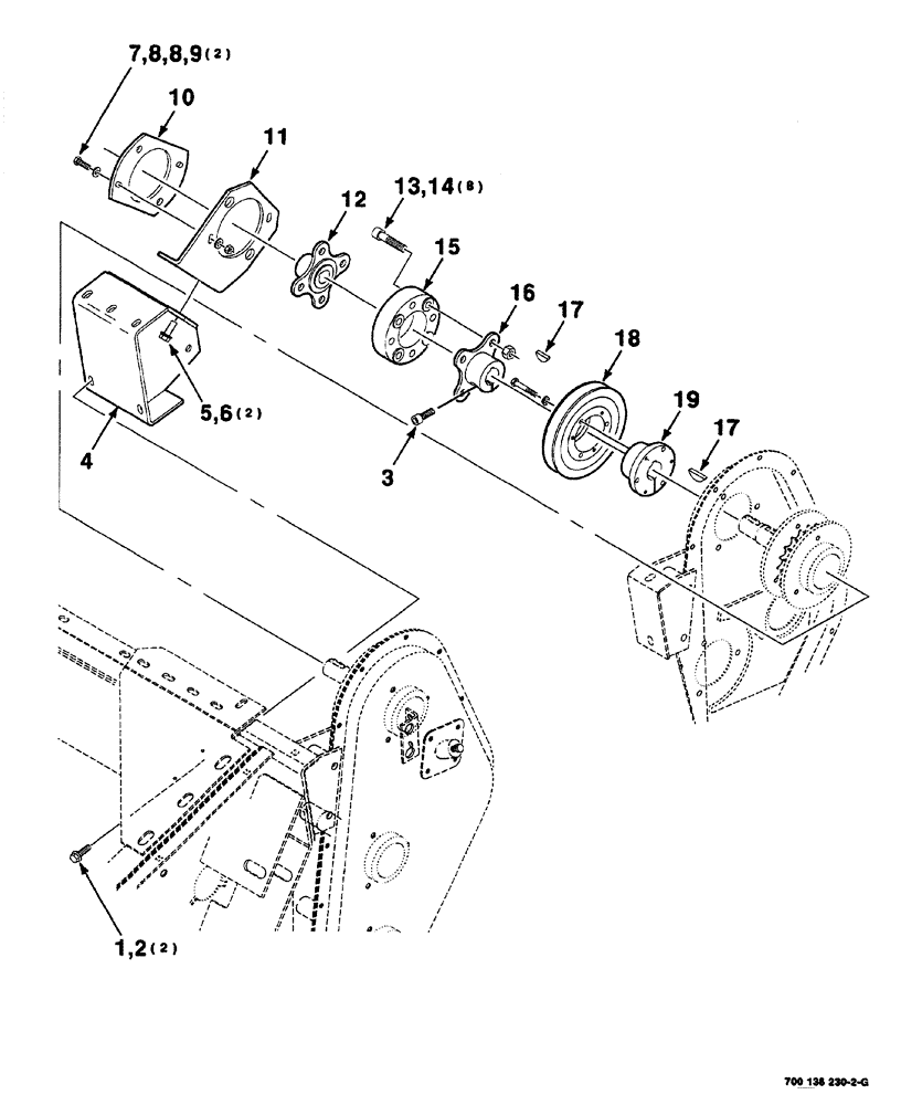 Схема запчастей Case IH 525 - (02-002) - MAIN DRIVE ASSEMBLY (12 FOOT) (58) - ATTACHMENTS/HEADERS