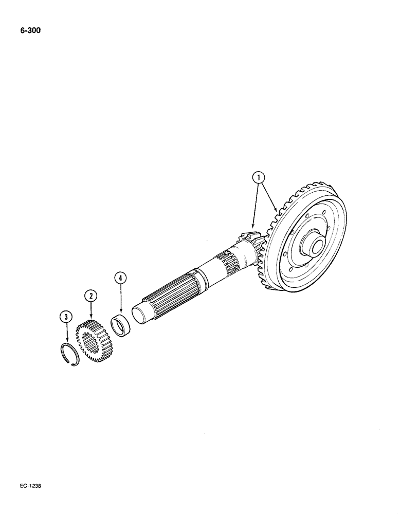 Схема запчастей Case IH 585 - (6-300) - BEVEL GEAR MAIN SHAFT, 4 WHEEL DRIVE, P.I.N. 18001 AND AFTER (06) - POWER TRAIN