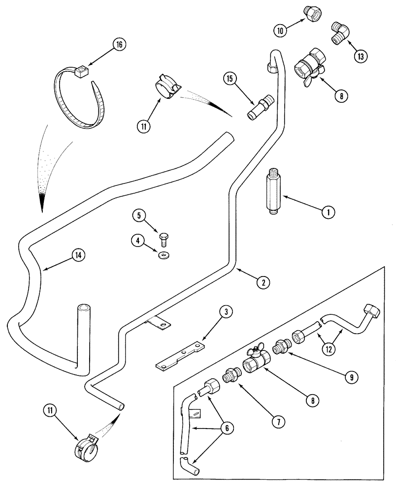 Схема запчастей Case IH 5230 - (2-022) - HEATER HOSES (02) - ENGINE