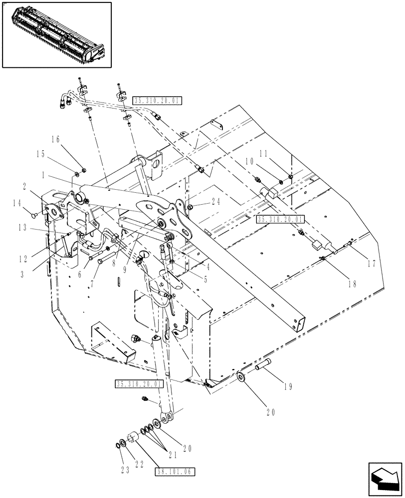 Схема запчастей Case IH 2010 - (58.101.04) - REEL ARMS, RH (58) - ATTACHMENTS/HEADERS