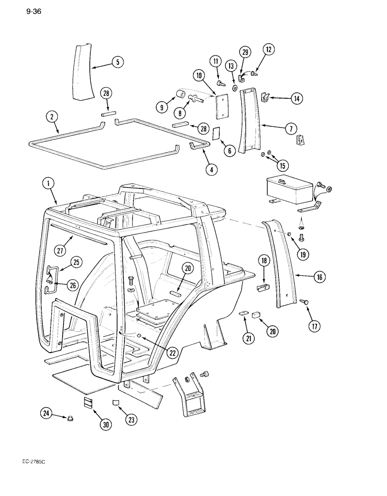 Схема запчастей Case IH 995 - (9-036) - CAB, FRAME (09) - CHASSIS/ATTACHMENTS