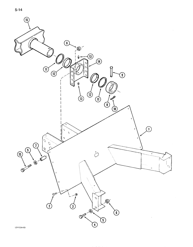 Схема запчастей Case IH 1640 - (5-14) - STEERING AXLE SUPPORT, NONADJUSTABLE AXLE (04) - STEERING