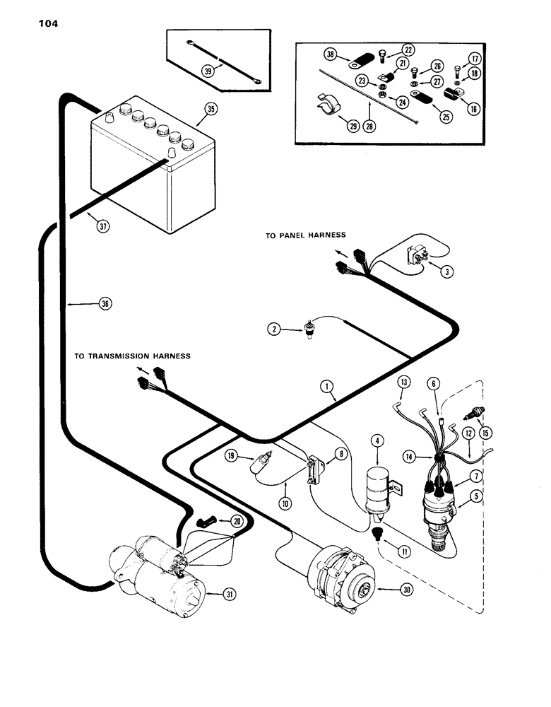 Схема запчастей Case IH 870 - (104) - ELECTRICAL EQUIPMENT AND WIRING, (301B) SPARK IGNITION ENGINE, ENGINE HARNESS (04) - ELECTRICAL SYSTEMS