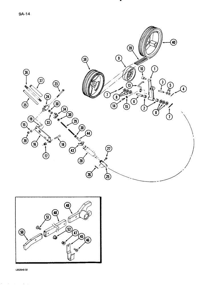 Схема запчастей Case IH 1620 - (9A-14) - SEPARATOR DRIVE PULLEY AND IDLER (13) - FEEDER