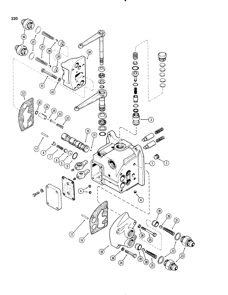 Схема запчастей Case IH 1270 - (330) - A141383 REMOTE HYDRAULIC VALVE, RIGHT HAND, WITH RELIEF VALVE (08) - HYDRAULICS