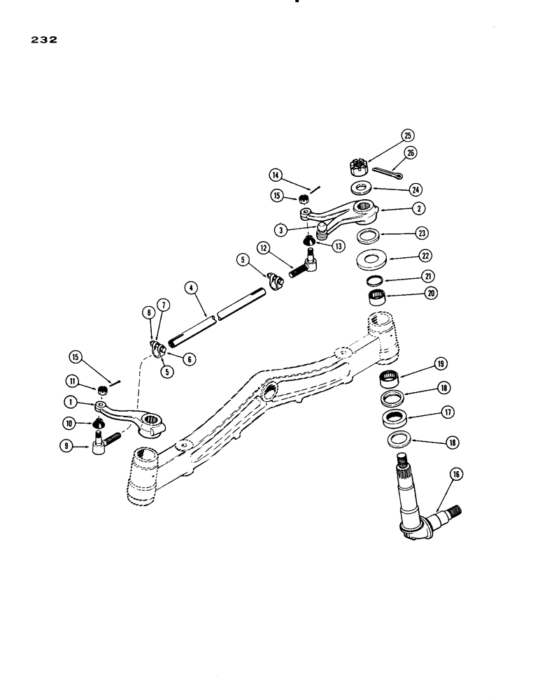 Схема запчастей Case IH 730 SERIES - (232) - FRONT AXLE, STEERING ARMS AND SPINDLES, TAPERED SPLINE SPINDLE, STANDARD FOUR WHEEL TRACTOR (05) - STEERING