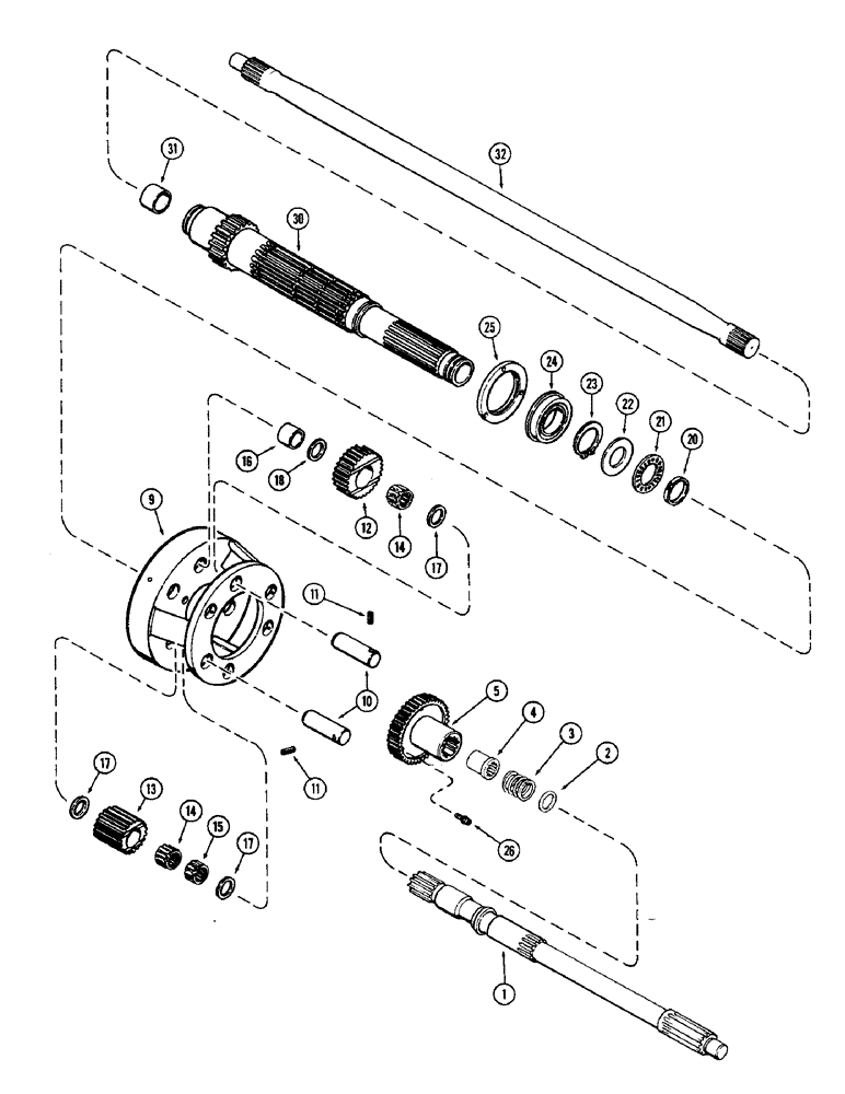 Схема запчастей Case IH 1370 - (184) - PLANETARY AND INPUT SHAFT, USED PRIOR TO TRANSMISSION SERIAL NUMBER 10032007 (06) - POWER TRAIN