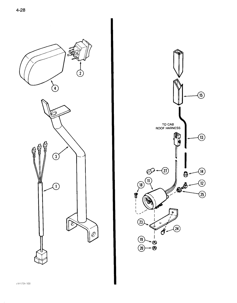 Схема запчастей Case IH 1640 - (4-28) - HEADER LIFT HANDLE HARNESS (06) - ELECTRICAL