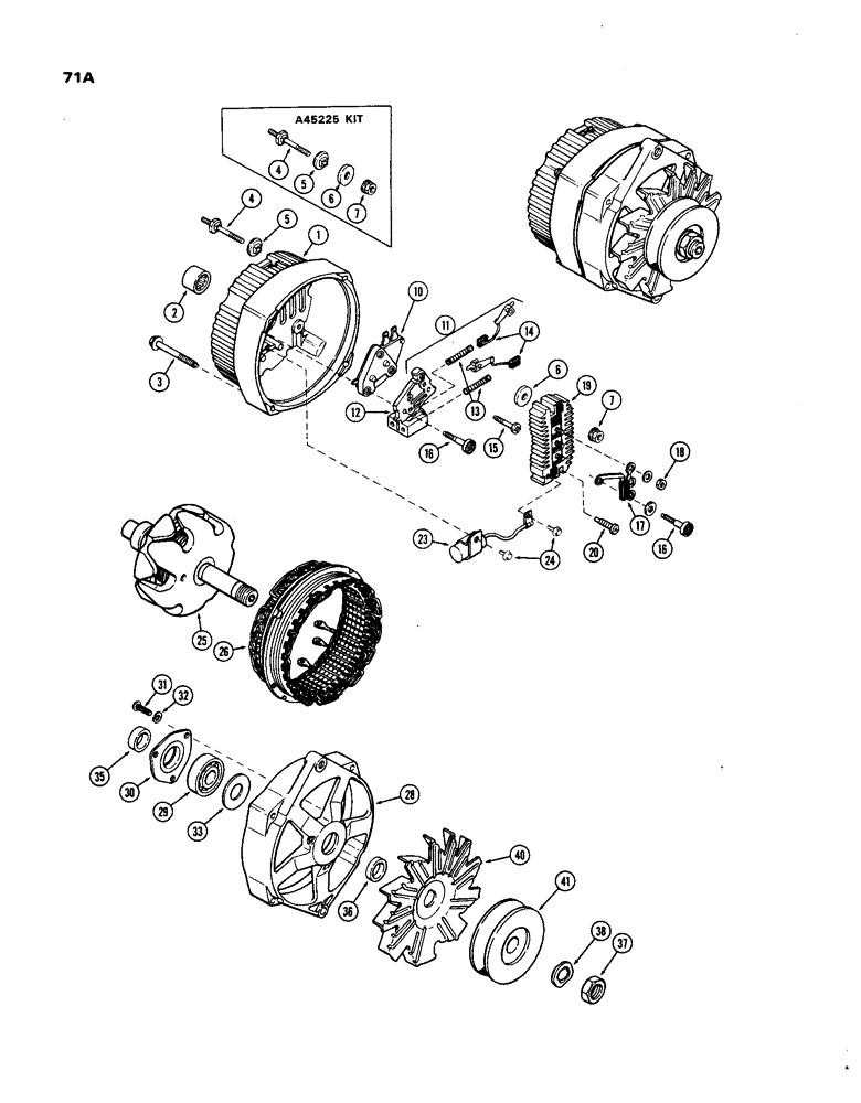 Схема запчастей Case IH 1270 - (071A) - ALTERNATOR, 451BDT, DIESEL ENGINE, DELCO-REMY (04) - ELECTRICAL SYSTEMS