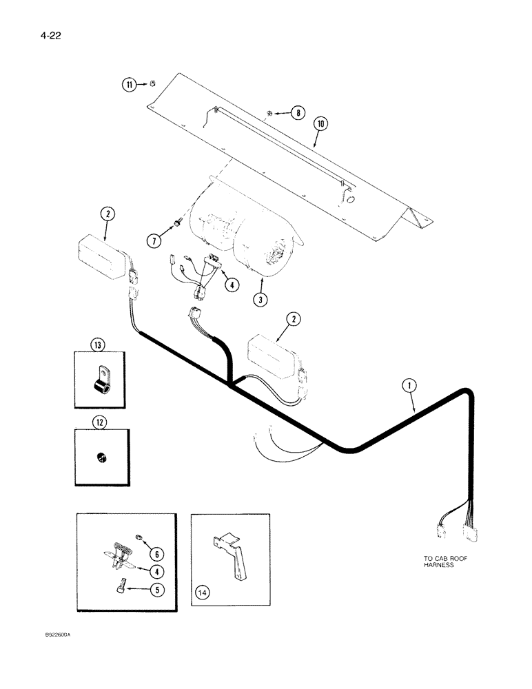 Схема запчастей Case IH 7140 - (4-022) - CAB HEADLINER REAR HARNESS (04) - ELECTRICAL SYSTEMS