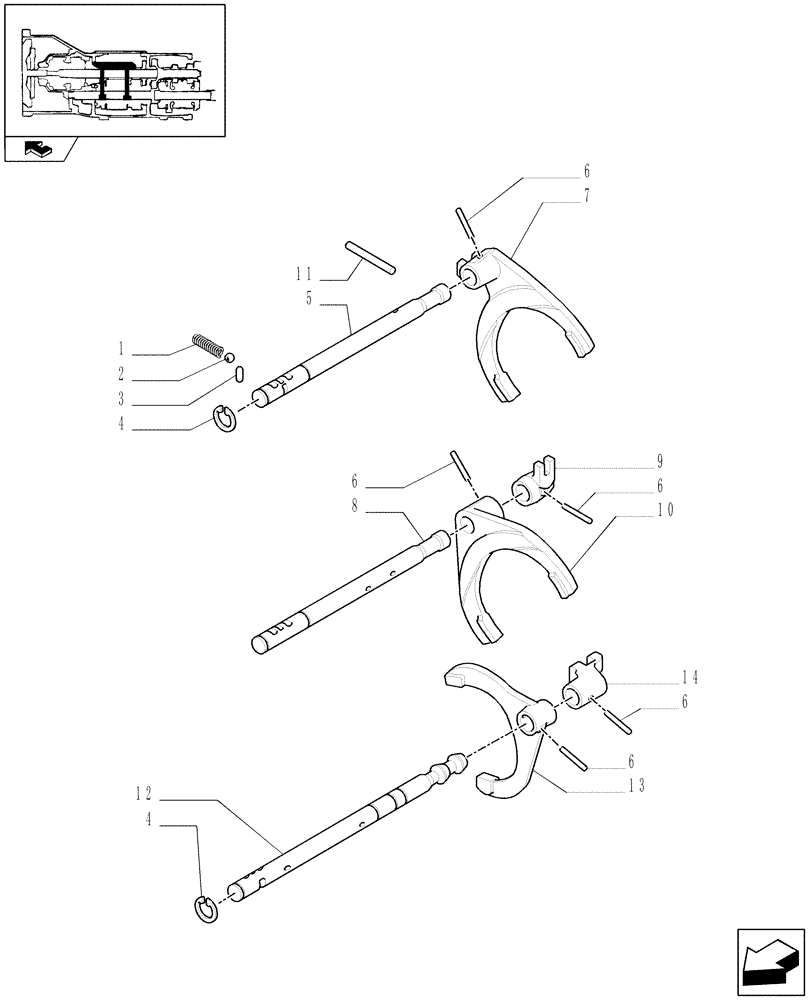 Схема запчастей Case IH FARMALL 85C - (1.29.0) - TRANSMISSION INTERNAL SHIFTING CONTROLS (03) - TRANSMISSION