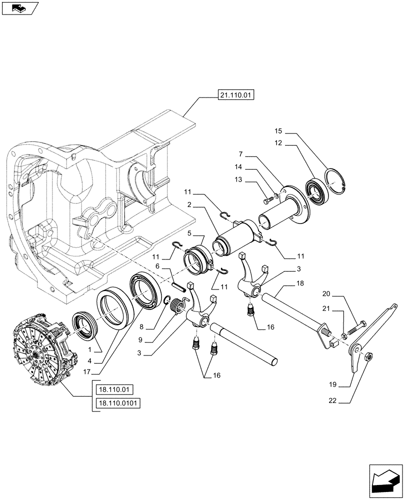 Схема запчастей Case IH FARMALL 65C - (18.100.01) - CLUTCH LEVERS LINKS - W/CAB (18) - CLUTCH