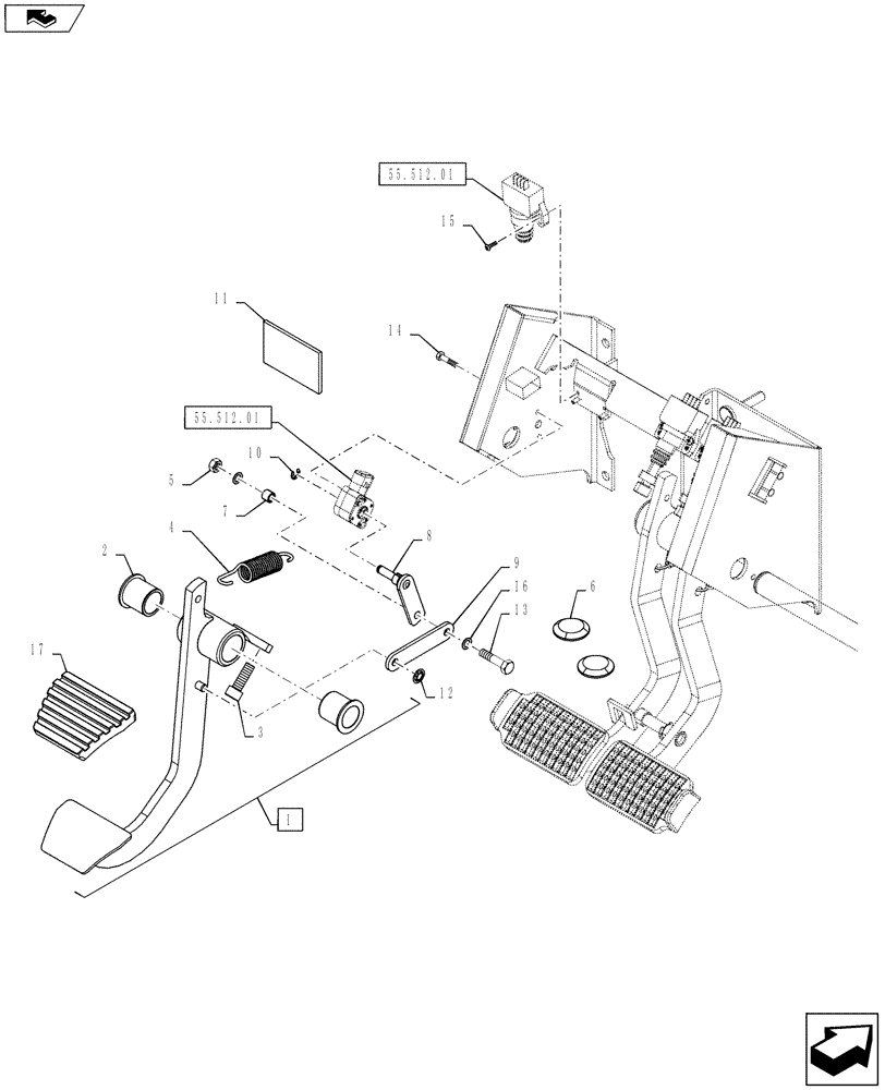 Схема запчастей Case IH PUMA 130 - (18.100.01[01]) - CLUTCH PEDAL - C7152 (18) - CLUTCH