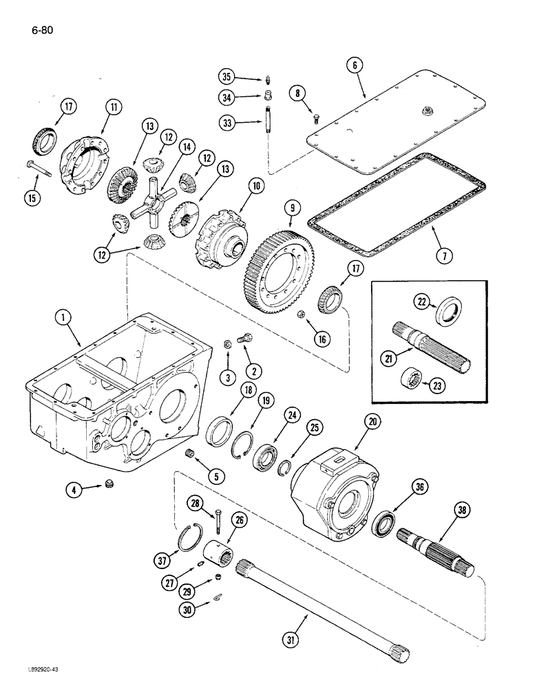 Схема запчастей Case IH 1680 - (6-080) - TRANSMISSION, HOUSING AND DIFFERENTIAL (03) - POWER TRAIN