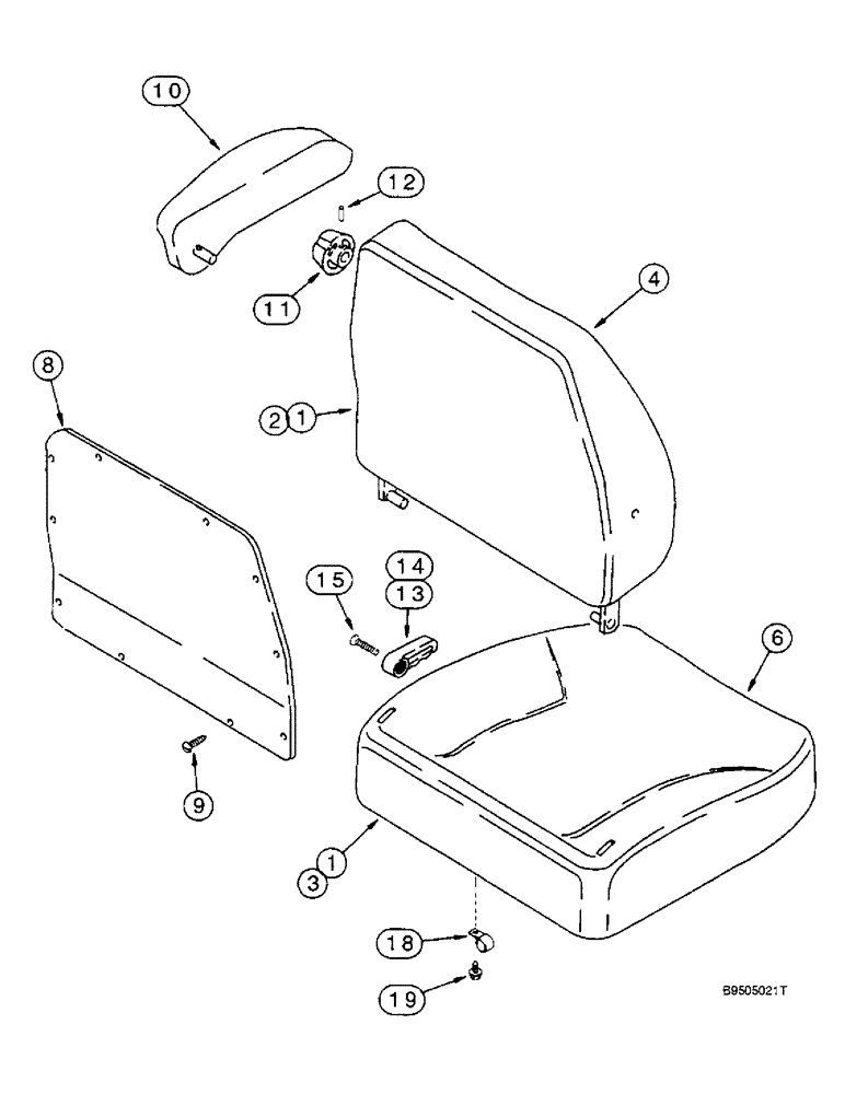 Схема запчастей Case IH 2166 - (9G-20) - MECHANICAL AND AIR SUSPENSION SEAT, CUSHIONS AND KNOBS (10) - CAB & AIR CONDITIONING