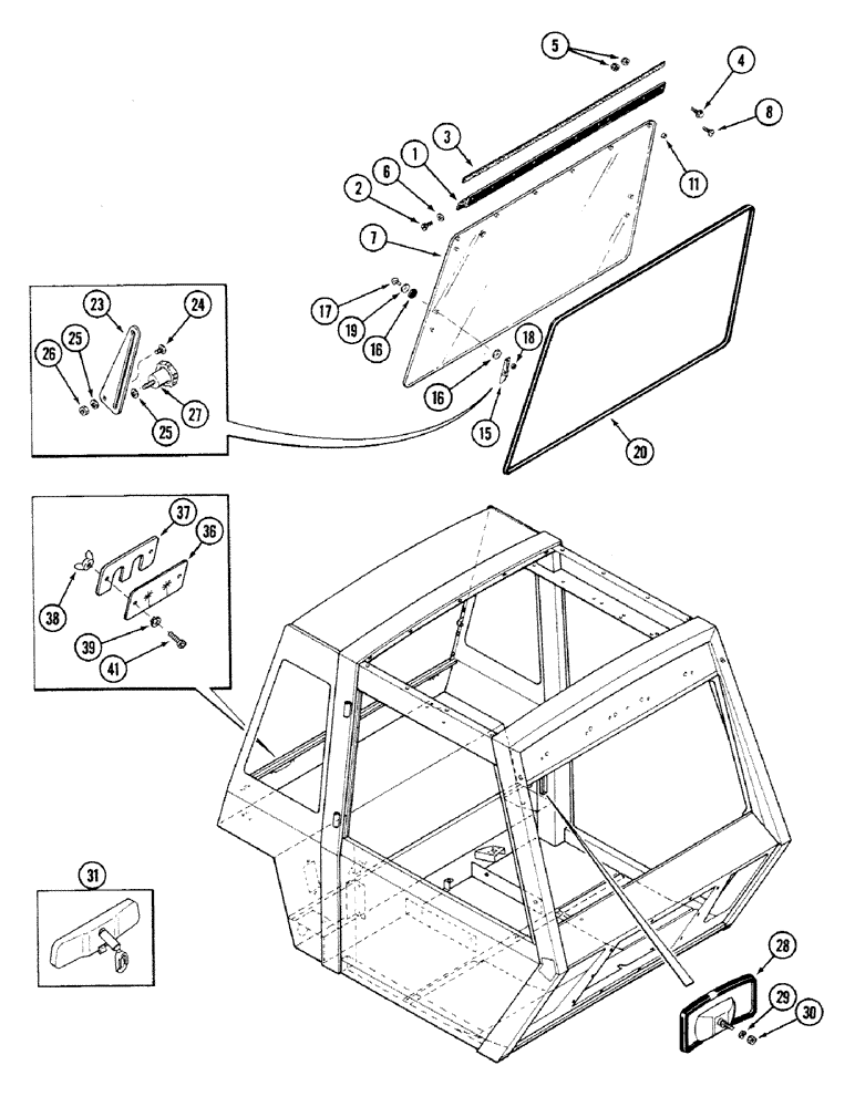 Схема запчастей Case IH 4694 - (9-448) - CAB, REAR WINDOW (09) - CHASSIS/ATTACHMENTS