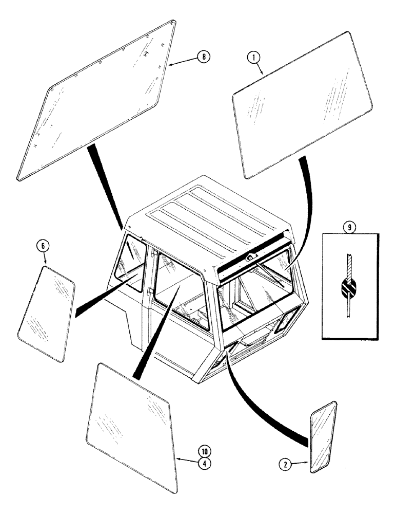 Схема запчастей Case IH 4694 - (9-450) - CAB, GLASS (09) - CHASSIS/ATTACHMENTS