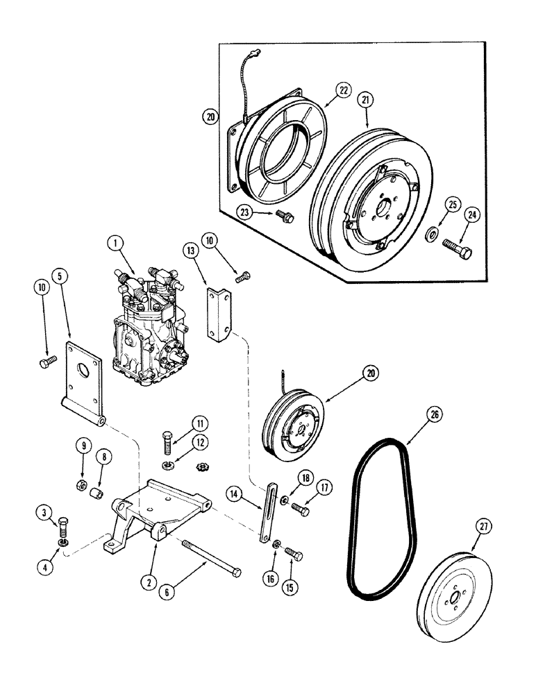 Схема запчастей Case IH 2394 - (9-150) - AIR CONDITIONING, COMPRESSOR MOUNTING AND DRIVE (09) - CHASSIS/ATTACHMENTS