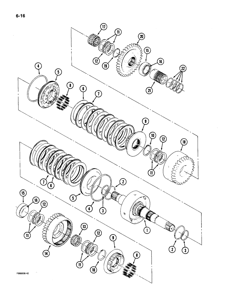 Схема запчастей Case IH 9150 - (6-016) - TRANSMISSION, 7 INCH CLUTCH PACK, INPUT (06) - POWER TRAIN