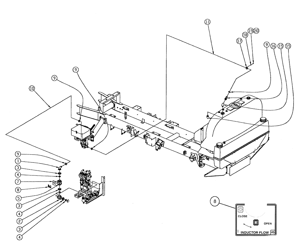 Схема запчастей Case IH 810 - (11-003) - EDUCTOR PLUMBING Reload Control & Chemical Eductor