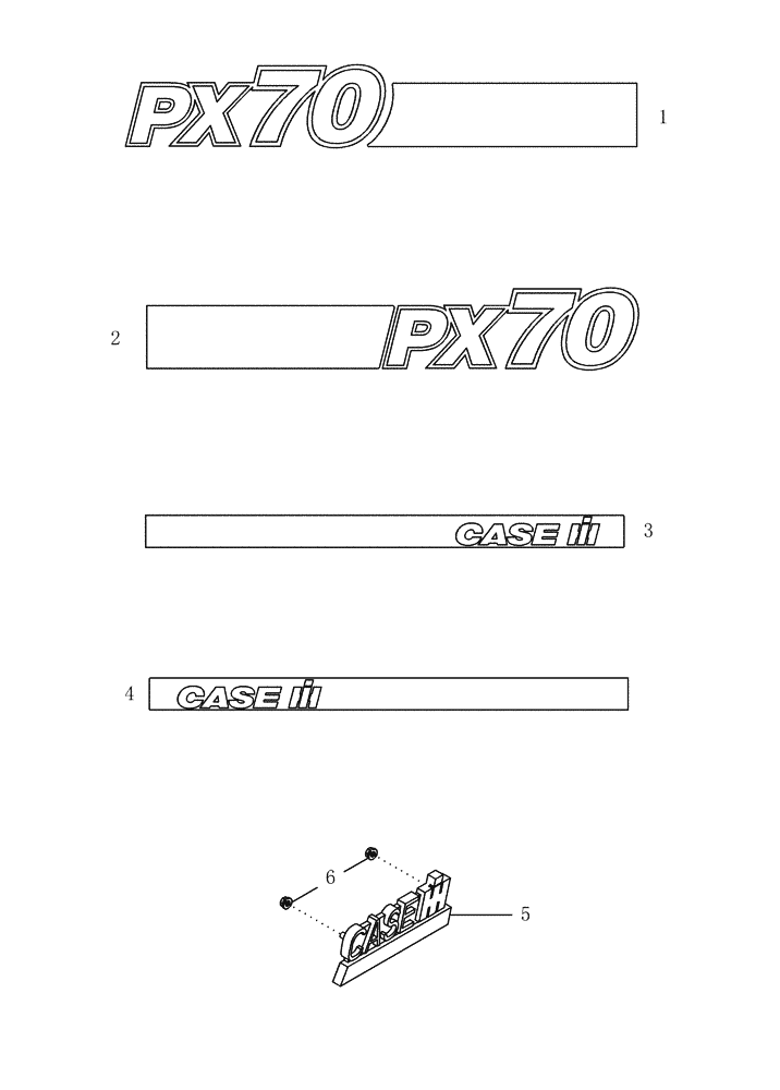 Схема запчастей Case IH PX70 - (09-05) - DECALS - PX70 (09) - CHASSIS/ATTACHMENTS