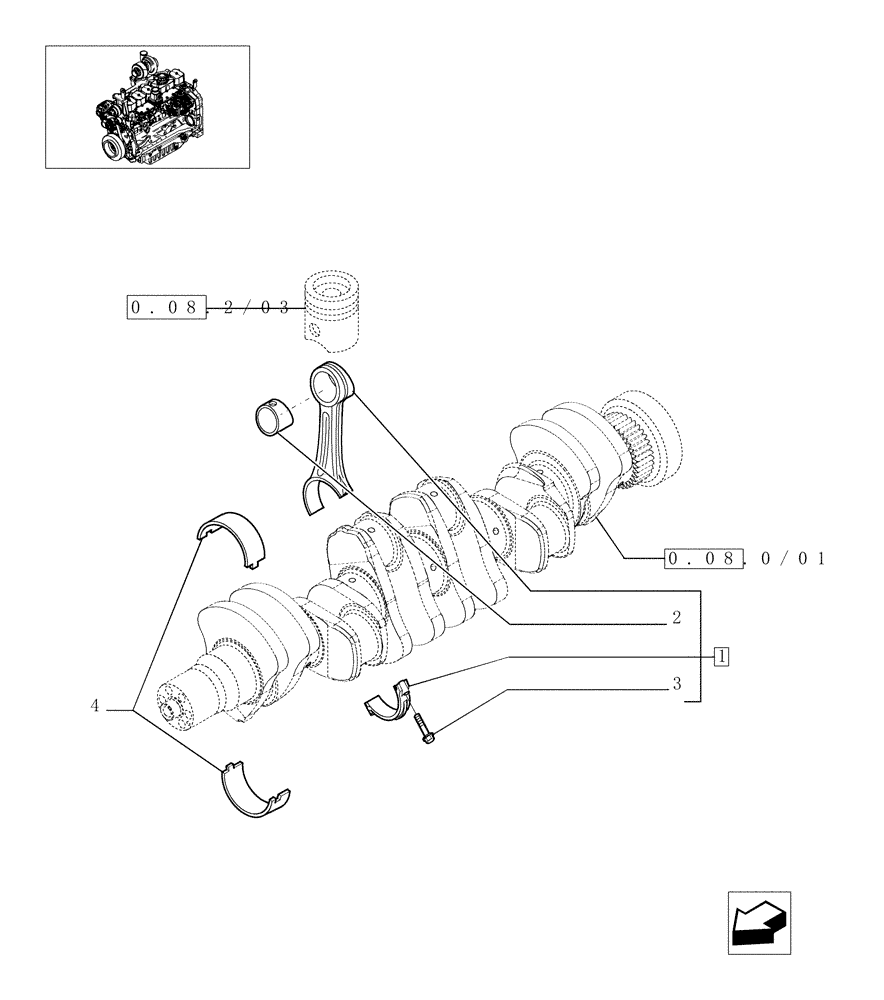 Схема запчастей Case IH MAXXUM 115 - (0.08.1/01) - CONNECTING ROD (STD + VAR.330003-332115-332116) (01) - ENGINE