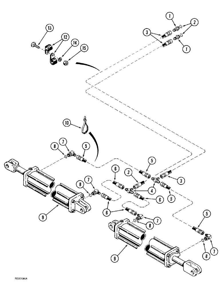 Схема запчастей Case IH 4300 - (8-024) - WING LIFT HYDRAULIC CIRCUIT, NARROW TRANSPORT, FLAT FOLD, 16.2 FT THRU 24.0 FT WIDE VIBRA SHANK (08) - HYDRAULICS