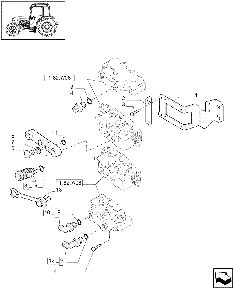 Схема запчастей Case IH JX1095C - (1.82.7/18) - (VAR.591-592) FAST CONNECTORS FOR MID-MOUNT REMOTE VALVES - QUICK COUPLING (07) - HYDRAULIC SYSTEM